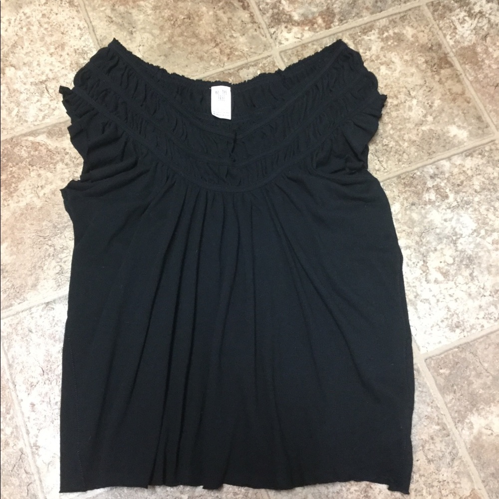 Free People Womens Coconut Gathered Basic Tee NWT